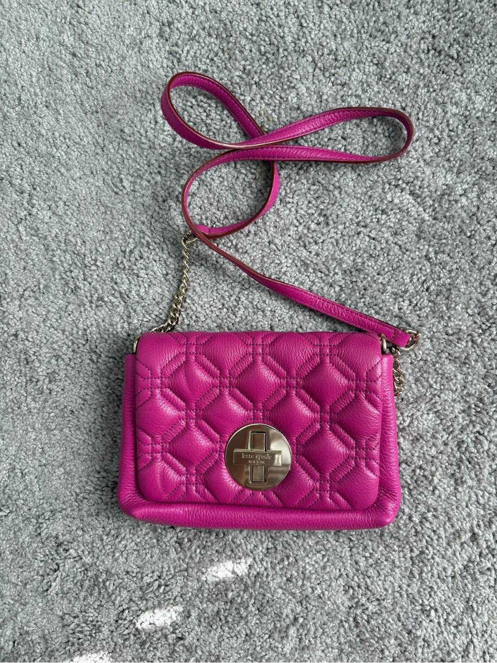 kate spade Hot Pink Quilted Leather Crossbody Bag